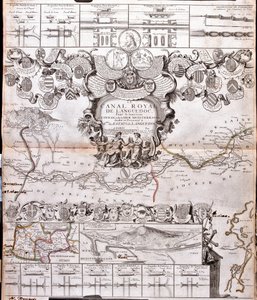 Mapa Canal du Midi, z jego akweduktami (Grawerowanie autorstwa Jean Baptiste Nolin