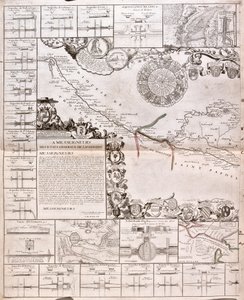 Mapa Canal du Midi, z jego akweduktami (Grawerowanie autorstwa Jean Baptiste Nolin