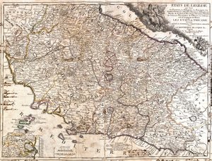 Mapa terytoriów kościelnych we Włoszech (akwaforta autorstwa Jean Baptiste Nolin