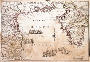 Mapa Zatoki Weneckiej, Morze Adriatyckie (Grawerowanie autorstwa Jean Baptiste Nolin