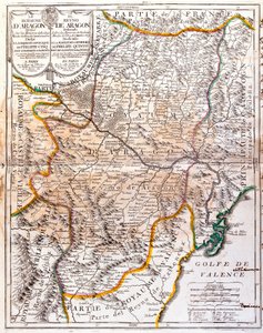 Mapa Królestwa Aragonii (Hiszpania) (Grawerowanie autorstwa Jean Baptiste Nolin