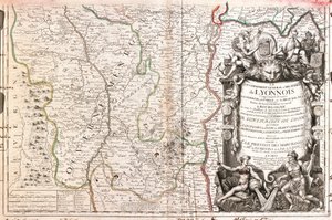 Mapa Lyonnais (Francja) (Grawerowanie autorstwa Jean Baptiste Nolin