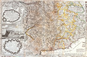 Mapa południowych terytoriów księcia Sabaudii we Włoszech (Grawerowanie autorstwa Jean Baptiste Nolin
