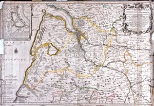 Mapa obszaru wokół Bordeaux (Francja) (Grawerowanie autorstwa Jean Baptiste Nolin