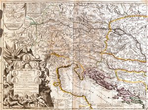 Mapa przebiegu Dunaju w Niemczech (Grawerowanie