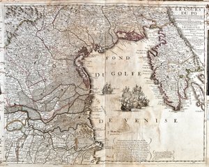 Mapa ujścia Padu we Włoszech (Grawerowanie autorstwa Jean Baptiste Nolin