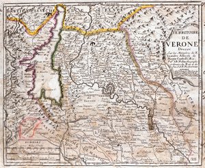 Mapa terytorium Werony (Wenecja, Włochy) (akwaforta autorstwa Jean Baptiste Nolin
