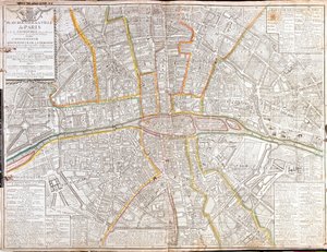 Mapa dojazdu do Paryża i jego przedmieść autorstwa Jean Baptiste Nolin