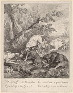 Lis zaatakowany przez psy autorstwa Jean Baptiste Oudry