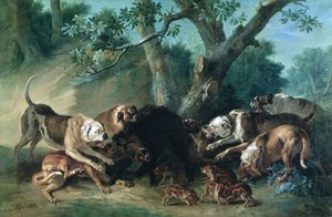 Dzika locha i jej młode zaatakowane przez psy autorstwa Jean Baptiste Oudry