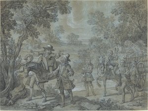 Ragotin deklamuje wersety; chłopi wierzą, że głosi kazania autorstwa Jean Baptiste Oudry