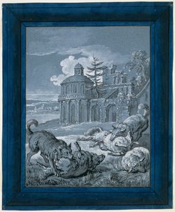 Wilki atakujące owce ("Rein de Trop II") autorstwa Jean Baptiste Oudry