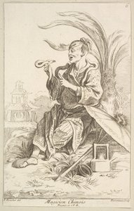 Chiński magik, 1738-45. autorstwa Jean Baptiste Perronneau