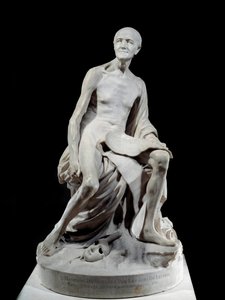 Francois-Marie Arouet dit Voltaire nu (1694-1778) Marmurowa rzeźba Jean-Baptiste Pigalle (1714-1785) 1776 Nd. 1,5m Paryż, Luwr