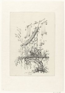 Kompozycja ozdobna w stylu chinoiserie Ozdobne wzory w stylu chinoiserie dla Deuxième Cahier de six Baraques Chinoises (tytuł serii) autorstwa Jean Baptiste Pillement