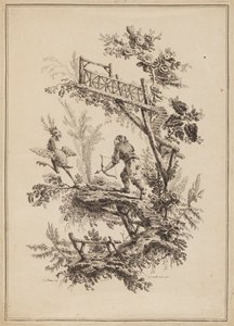 Tabliczka 12, z "Suity dwunastu rybaków i myśliwych" autorstwa Jean Baptiste Pillement