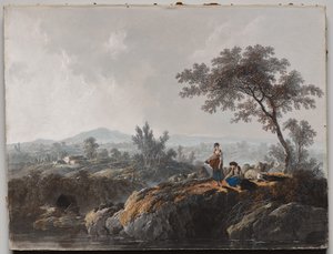 Pasterze w krajobrazie autorstwa Jean Baptiste Pillement
