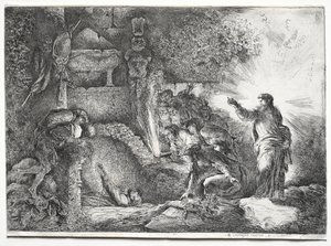 Zmartwychwstanie Łazarza autorstwa Jean Baptiste Pillement