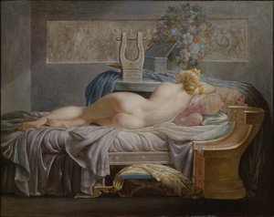 Safona (630-580 avant JC) - Safona, autorstwa Regnault, Jean Baptiste (1754-1829). Olej na płótnie. Wymiar : 42x53 cm. Muzeum Narodowe w Sztokholmie