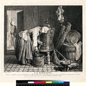 La Fontaine, grawerowane przez Charlesa Nicolasa Cochina I (1688-1754) 1739 (akwaforta i grawerowanie na papierze tkanym) autorstwa Jean Baptiste Simeon (after) Chardin