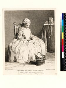 Mała dziewczynka z obiadem (La Petite Fille aux Cerises) grawerowana przez Charlesa Nicolasa Cochina I (1688-1754) 1738 (akwaforta i grawerowanie) autorstwa Jean Baptiste Simeon (after) Chardin