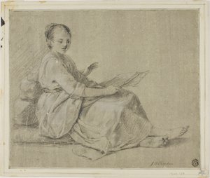 Naga kobieta siedząca na ziemi autorstwa Jean-Baptiste Simeon Chardin