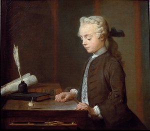 Chłopiec z Bączkiem (lub Dziecko z Teetotum) - olej na płótnie autorstwa Jean Baptiste Simeon Chardin