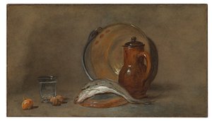 Martwa natura z rybą i miedzianym garnkiem autorstwa Jean Baptiste Simeon Chardin