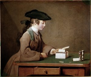 Dom z kart (olej na płótnie) autorstwa Jean Baptiste Simeon Chardin
