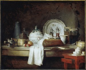 Mesa oficerska lub pozostałości po deserze obiadowym (olej na płótnie, ok. 1763 r.) autorstwa Jean Baptiste Simeon Chardin