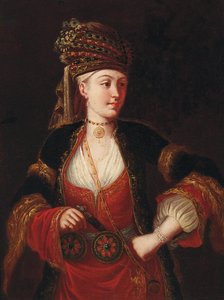 Dama długości 3/4 w stroju orientalnym autorstwa Jean Baptiste Vanmour