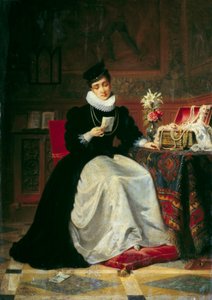 Kobieta czytająca list Obraz Jea-Baptiste Victora Loutrela (1821-1908) XIX w. Nd. 0,48x0,34 m Rouen, Muzeum Sztuk Pięknych autorstwa Jean Baptiste Victor Loutrel