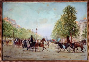 La promenade aux Champs-Elysees Obraz Jeana Berauda (1849-1935) XIX wiek. Wymiary 0,38 x 0,55 m Paryż, Musee Carnavalet autorstwa Jean Beraud