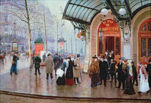 Przed Teatrem Wodewil, Paryż autorstwa Jean Beraud