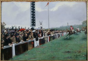 Wyścigi w Longchamp; meta autorstwa Jean Beraud