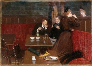 Trzy postacie w kawiarni, ok. 1890 (olej na płótnie) autorstwa Jean Beraud