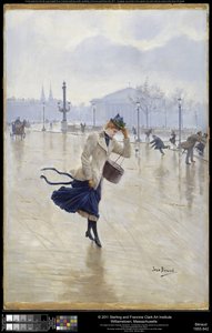 Wietrzny dzień, Place de la Concorde, ok. 1890 autorstwa Jean Beraud