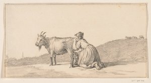Kobieta doi kozę autorstwa Jean Bernard