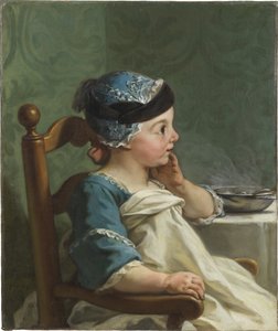 Chłopiec w krzesełku do karmienia - Chłopiec w krzesełku dziecięcym, autorstwa Restout, Jean-Bernard (1732-1797). olej na płótnie autorstwa Jean Bernard Restout