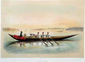 Imperium Osmańskie „”Łódź w Konstantynopolu”” Akwarela Jean Brindesi (1826-1888)