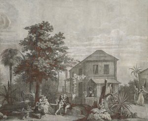Family Time, panel tapety z serii "Paul et Virginie", Dufour & Cie, ok.1823