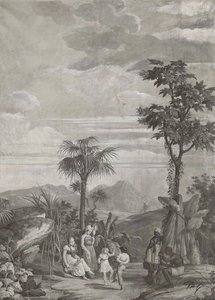 Taniec dzieci, panel tapety z serii "Paul et Virginie", Dufour & Cie, ok.1823