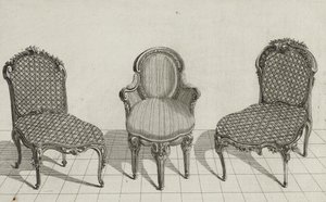 Cane Chair, Cabriolet Armchair, Cane Chair, wydana w połowie lat siedemdziesiątych (rycina na papierze czerpanym) autorstwa Jean Charles (after) Delafosse