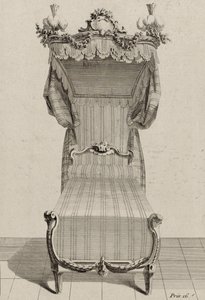 Łóżko francuskie, wydane poł. lat 70. XVIII w. (rycina na papierze czerpanym) autorstwa Jean Charles (after) Delafosse