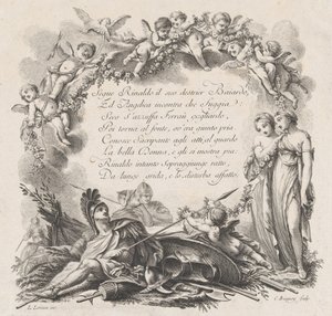 Winieta do pierwszego śpiewu Rolanda Furieux, XVIII wiek. autorstwa Jean Charles Baquoy