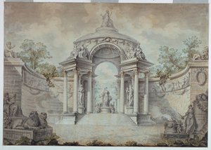 Exedra w parku poświęconym cnotom i ludzkim działaniom autorstwa Jean Charles Delafosse