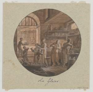 Projekt naczynia do serwowania z malowanej porcelany Les Glaces (lody) z Service des Objets de Dessert (serwis deserów) autorstwa Jean Charles Develly