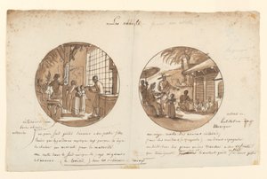 Wzory na malowane porcelanowe talerze Les Ananas (ananasy) z Service des Objets de Dessert (serwis deserów) autorstwa Jean Charles Develly