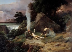 Śmierć Abla Kaina, zazdrosny, zabija jego brata Abla. Obraz Jeana Charlesa Remonda (1795-1875) 1838 Nd. 2,65x3,98 m Muzeum Montpellier Fabre
