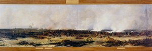 Kampania Rosji: „”Panorama bitwy pod Moskwą w dniu 7.09.1812””. Bitwa pod Moskwą (również bitwa pod Borodino) między Francuzami Napoleona I Bonaparte (1769-1821) a rosyjską armią cesarską dowodzoną przez Michaiła Goleniczewa Kutuzowa (Goleniszchowa)